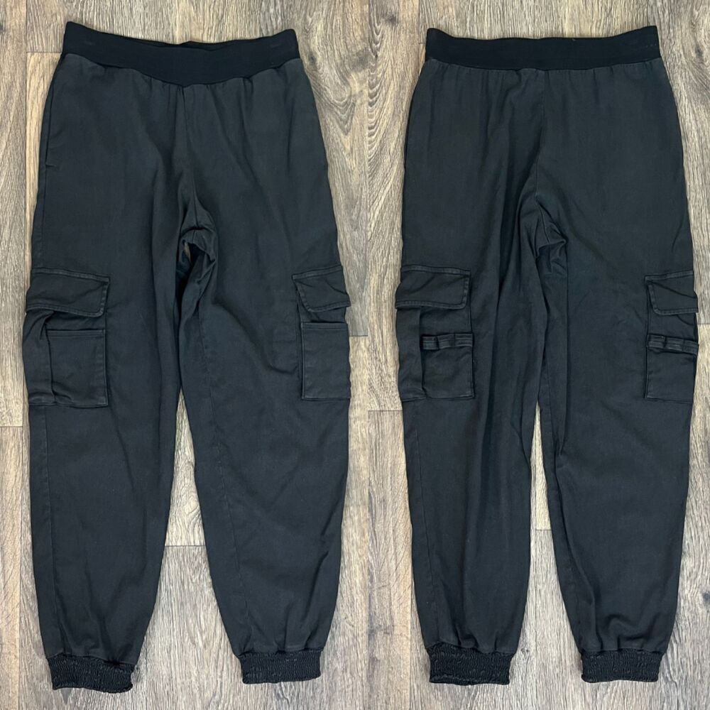Alice + Olivia Women's Size XS Black Jersey Knit Cargo Jogger Pull On Sweatpants